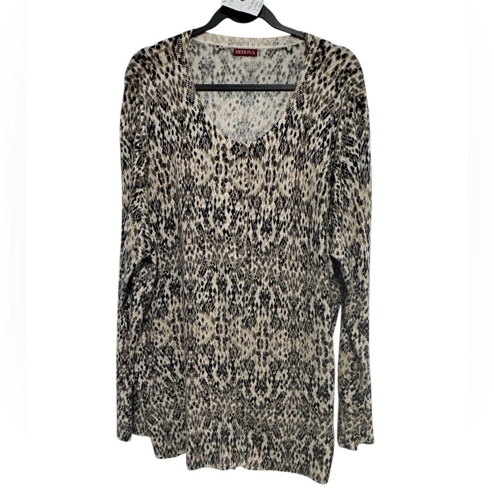 Animal Print Cotton Long Sleeve Cardigan